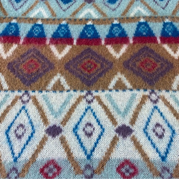 Vintage Sundance Fair Isle Argyle Pattern Fuzzy Mohair Knit Light Sweater Sz M - Picture 10 of 14